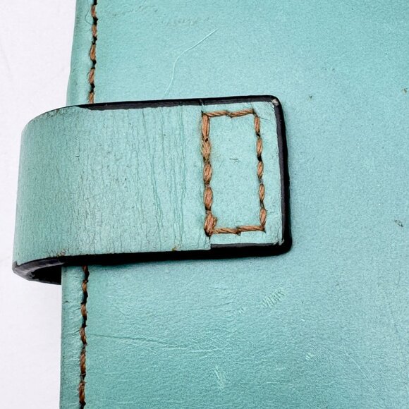 Franklin Covey Full-Grain Leather Planner Cover 7 X 4.25 Turquoise Strap Vtg - Picture 16 of 16